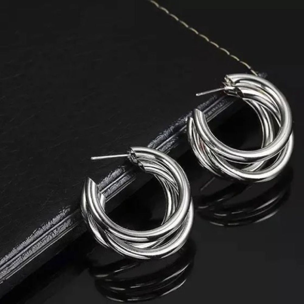 5/$25 SILVER OPEN HOOPS - Picture 3 of 6